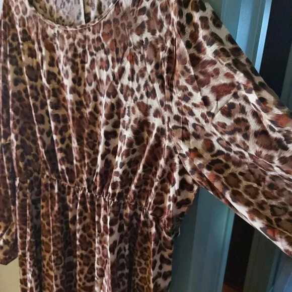 Plushe | Leopard Print Flounced  Sleeve Maxi Dress - Plus Size - Picture 2 of 14